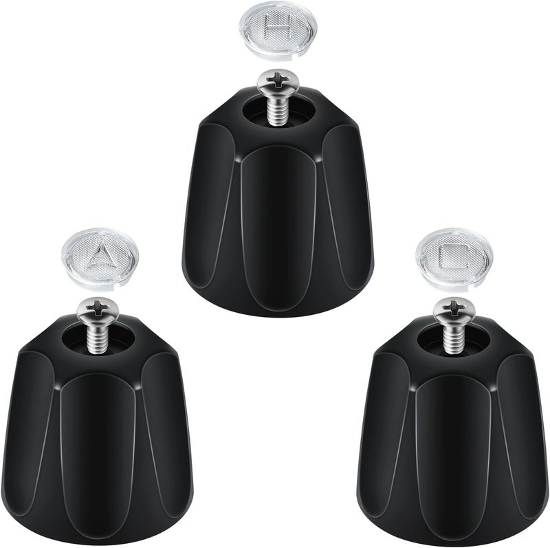 Coolfell Metal 3 Piece Black Shower Knob Replacement, Compatible with Price Pfister Verve and Tub/Shower Faucet Handle, 12 Point Broach Shower Knob, Height 2.35 in Width 2.35 in(Matte Black) - Image 1